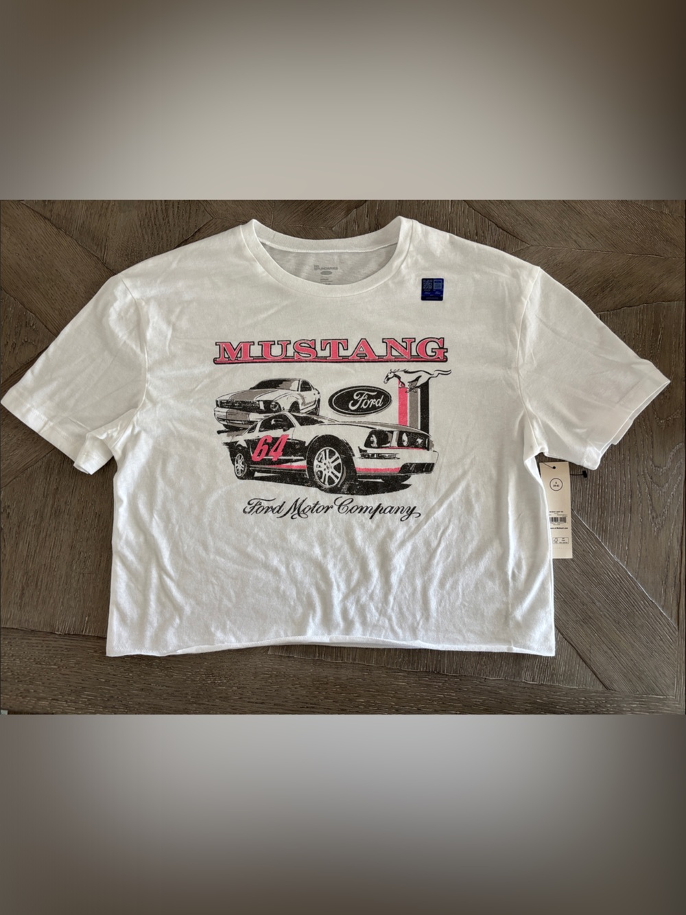 Ford White Kids Mustang Tee with Pink Accents